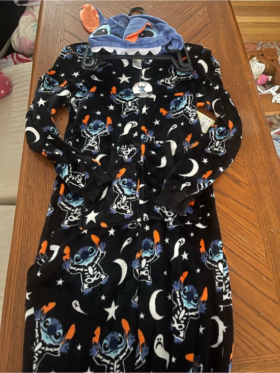 Disney Other - Disney Black & Blue Stitch Hooded Fleece Pajama Set with Stars